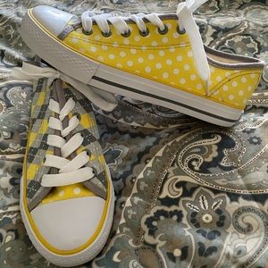 XOLO argyle yellow and grey sneakers